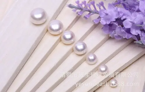 淡水珍珠7-8mmaaaa 扁圆半孔颗粒珠镶嵌珍珠配对强光无暇厂家直销