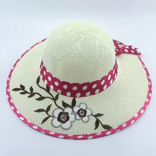 遮阳帽 夏天 休闲太阳帽大檐贴花针织帽 女夏韩版遮阳帽女防晒 遮