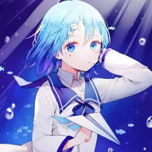 蓝色的漫画图片女生头像图片大全_头像图片_扣扣乐园