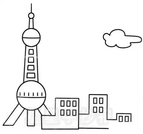简笔画怎么画上海东方明珠简笔画好看陆家嘴金融中心简笔画线描图
