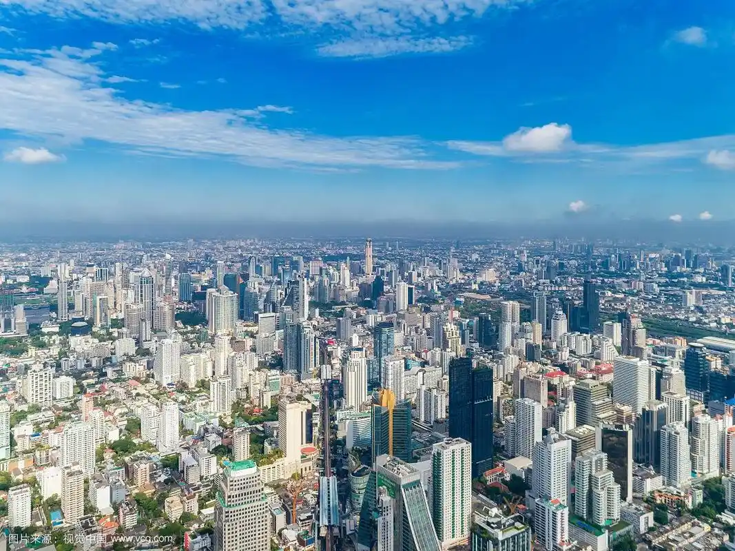 泰国曼谷城市天际线航拍图