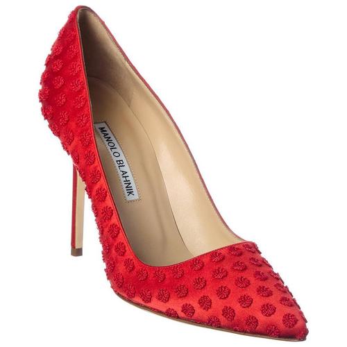 manolo blahnik女款红色高跟鞋|bb pom 100 satin pump