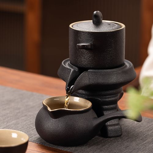 黑陶自动茶具套装家用懒人石墨冲茶旋转出水功夫茶具
