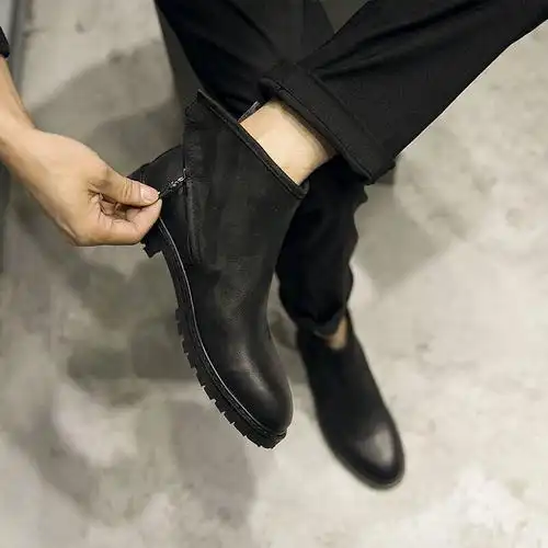 丹杰仕2015秋冬季皮鞋男靴马丁靴男牛皮高帮鞋潮流疯马皮工装靴子皮靴