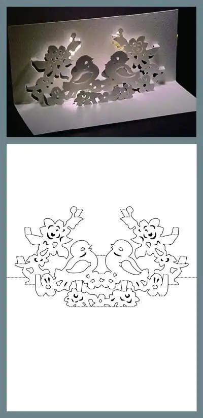 鸳鸯 立体卡纸 纸雕 贺卡 图纸 a4