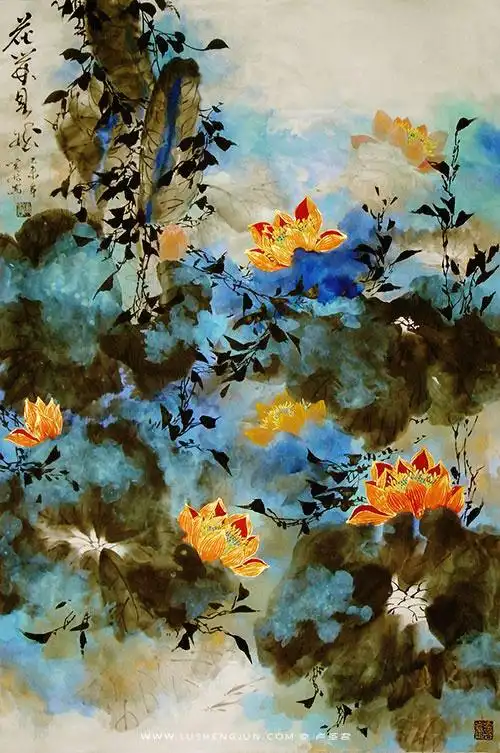 中国画泼墨泼彩荷花画法步骤