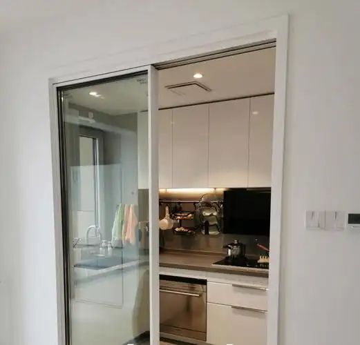 厨房极窄边框门白色无框极简推拉门