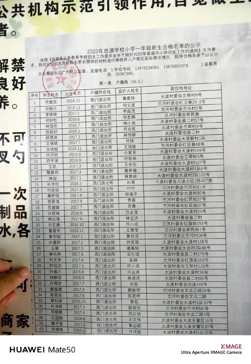 2023临高第一思源实验学校新生名单公示 - 抖音