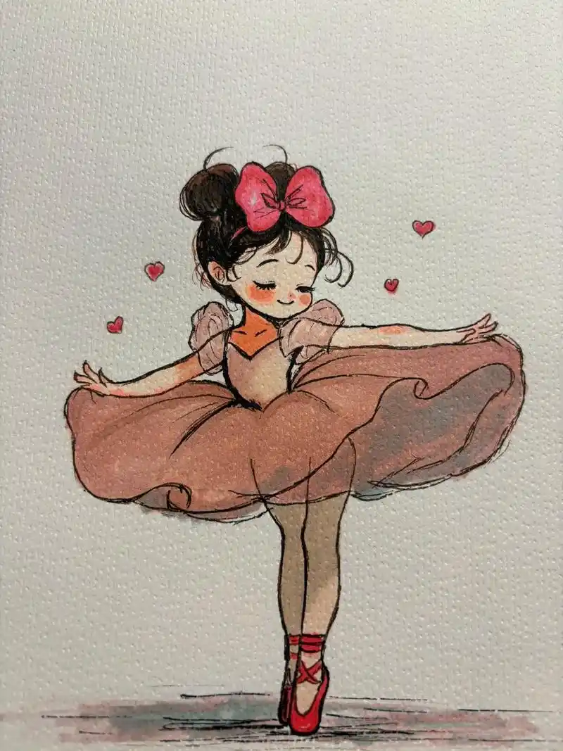 被这个跳芭里舞的女孩可爱到了.#手绘 #简笔画 #图文伙伴计 - 抖音