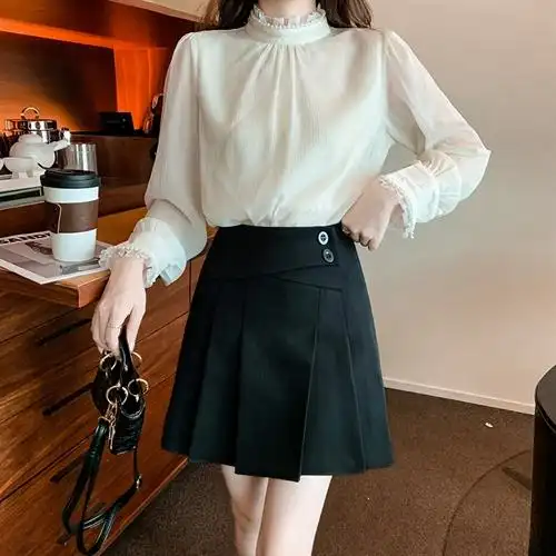 2022新款韩版学院风百褶半身裙女高腰显瘦小个子a字百搭包臀短裙,商品