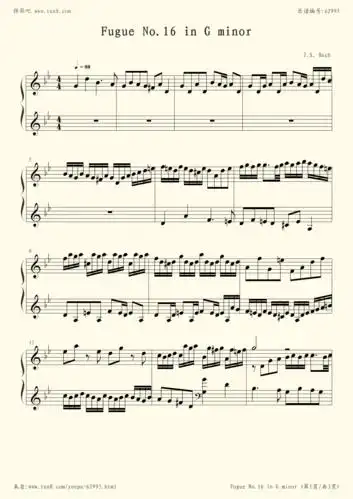 【钢琴块 2 等级歌曲】99 g小调赋格 - 巴赫 - 第 1 页