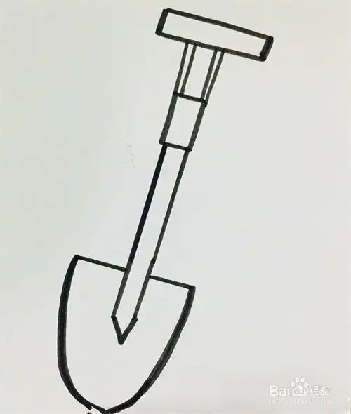 在画好的铲子主干末端接着画出铲面.