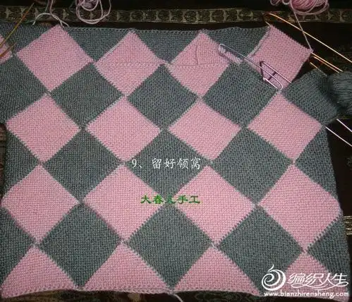 适合各个年龄段的小女孩间色方块毛衣 新手mm们可以看过来啦~~-编织