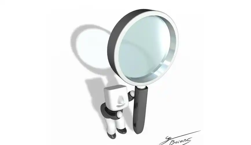 3d小人手拿放大镜ppt素材图片