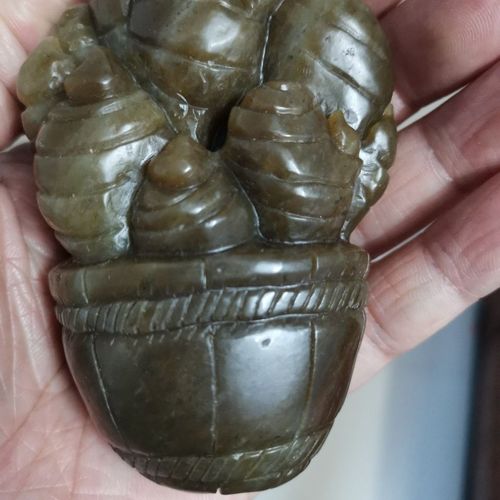 正宗新疆和田玉俄罗斯全红糖一桶姜山精品摆件玉石