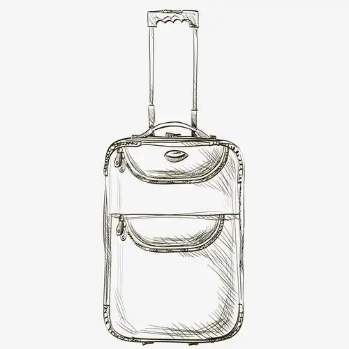 手绘素描行李箱手提箱
