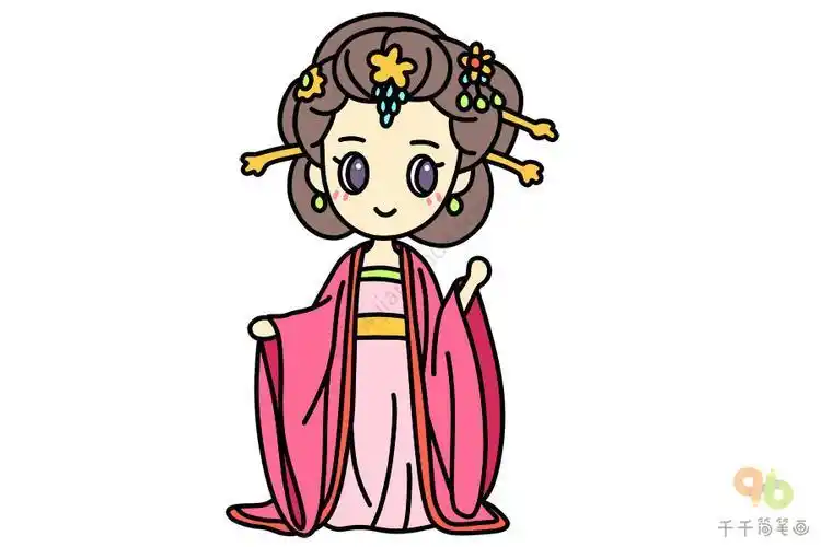 卡通古代人物简笔画女生