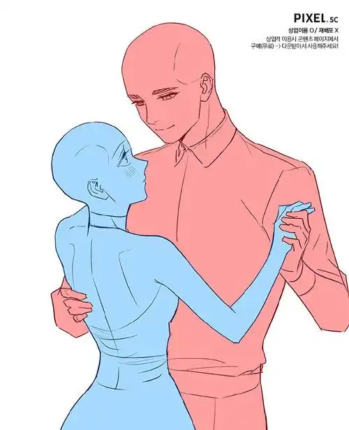 绘画参考#双人舞蹈姿势画法参考