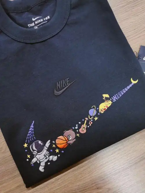 创意耐克宇航员布朗熊皮卡丘情侣装刺绣定制