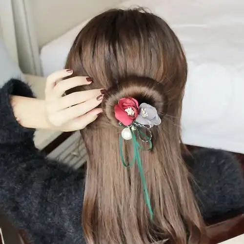 韩国百变花苞头丸子头盘发神器扎头发饰品女头饰懒人编
