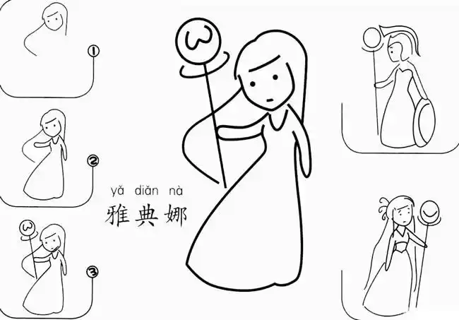 雅典娜卡通简笔画图片
