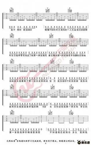 《mom》吉他谱 蜡笔小心 分享