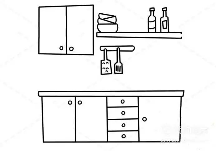 简单的厨房一角简笔画