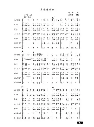 【欢送进行曲简谱】欢送进行曲(管乐合奏缩编)简谱