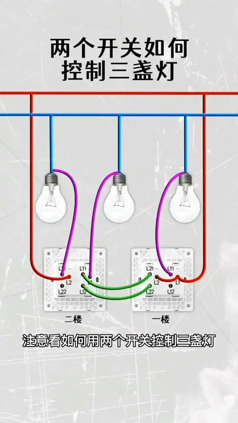 我们将上方的两根线定为电源线,其中红色的为火线,蓝色的为零线