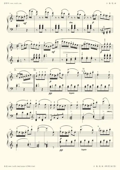 钢琴谱 - 16_库劳_小奏鸣曲_op55-no3_c大调_第二乐章
