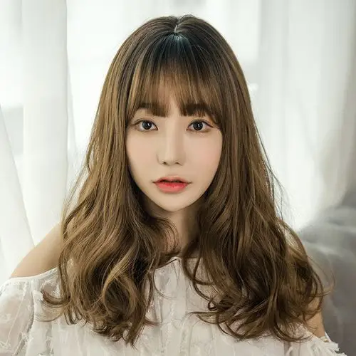 假发女中长短发圆脸锁骨发空气刘海蓬松自然长卷发大波浪网红可爱