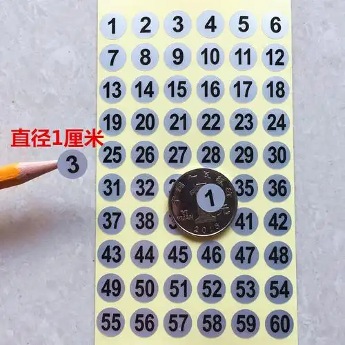 包邮号码数字水瓶杯子号码编号哑银防水标签1-120贴纸美甲油贴纸