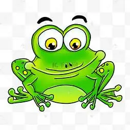 卡通风格可爱青绿色坐立蟾蜍剪贴