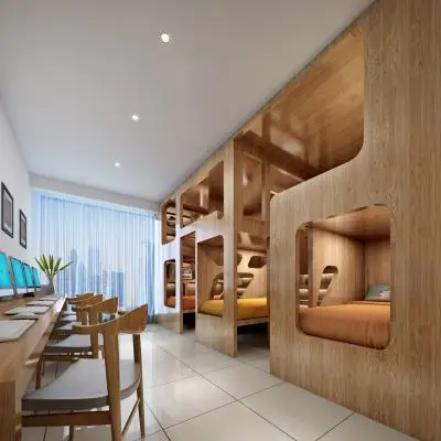 现代风格六人房宿舍3d模型