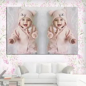 萌娃漂亮可爱双胞胎孕妇备孕胎教大图片墙贴画女宝宝海报l照片画