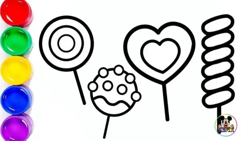 棒棒糖怎么画?甜美的爱心棒棒糖简笔画涂色,儿童色彩早教启蒙