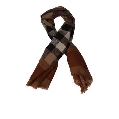 burberry 女士拼色围巾 棕色 f