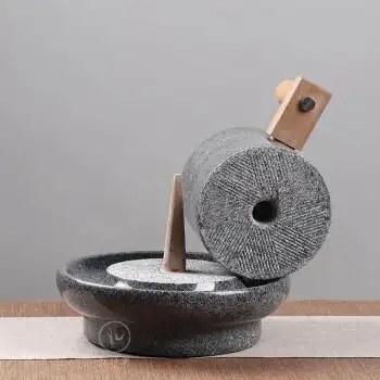 磨茶神器石磨石转运裴苒手工麻石茶磨斗茶具家用抹茶