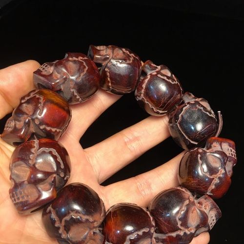 牛角手工雕刻骷髅头手链手串礼品配珠工艺精美