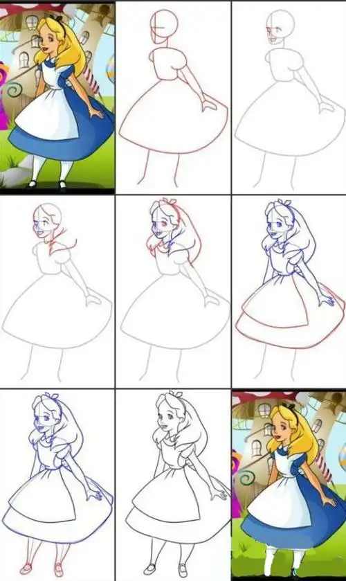 爱丽丝简笔画怎么画爱丽丝简笔画好看