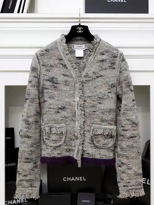 chanel混色针织流苏边外套开衫