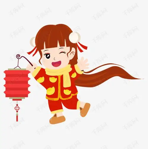 2019元宵节扁平风提灯笼娃娃矢量图素材图片免费下载