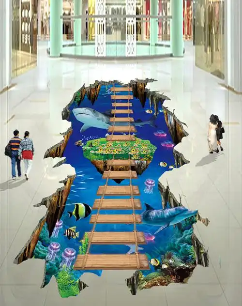 自贴地砖仿真海洋地板贴自粘地砖贴纸装饰创意地贴3d立体瓷砖三地面画