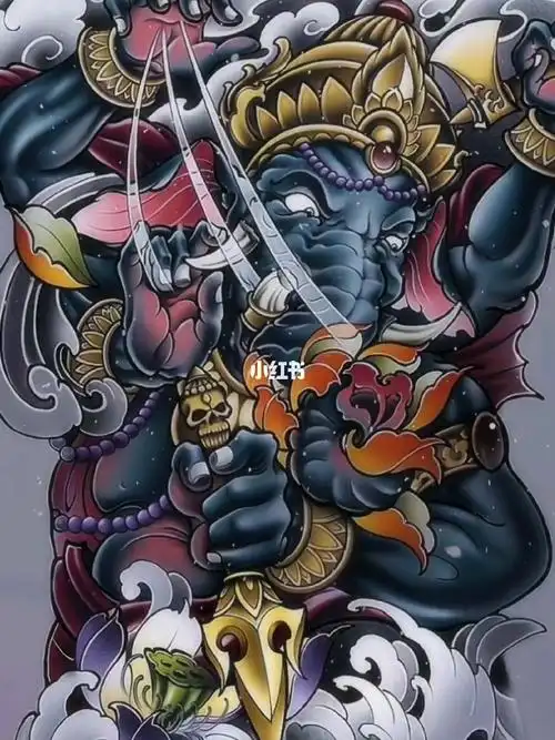 满背象神纹身素材