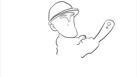 亲子:光头强拿电锯儿童亲子简笔画宝宝轻松学画画2