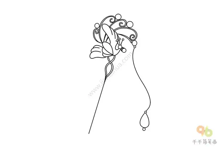 双凤衔珠金凤步摇简笔画