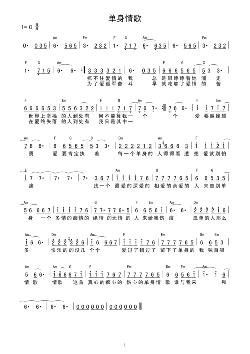 (酒吧用谱)歌手是林志炫 ,歌曲名为《单身情歌》,歌曲类型为简谱