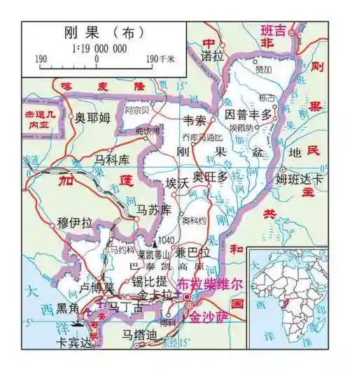 西连加蓬,北接喀麦隆和中非共和国,东和东南邻刚果(金),南界安哥拉的