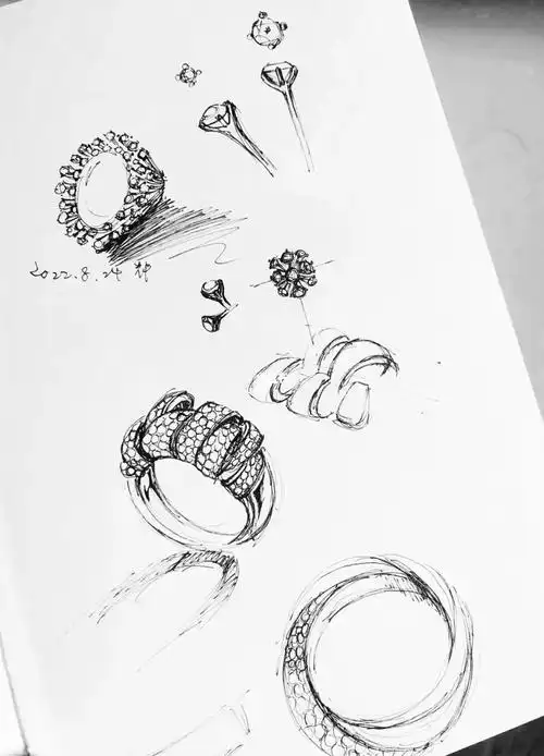 超简单的针管笔珠宝手绘设计草图线稿练习