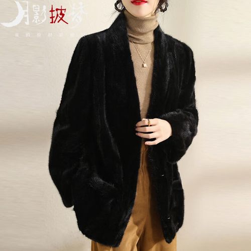 月影披梦进口貂皮大衣女士中长款水貂毛海宁皮草外套貂绒皮衣大码皮毛